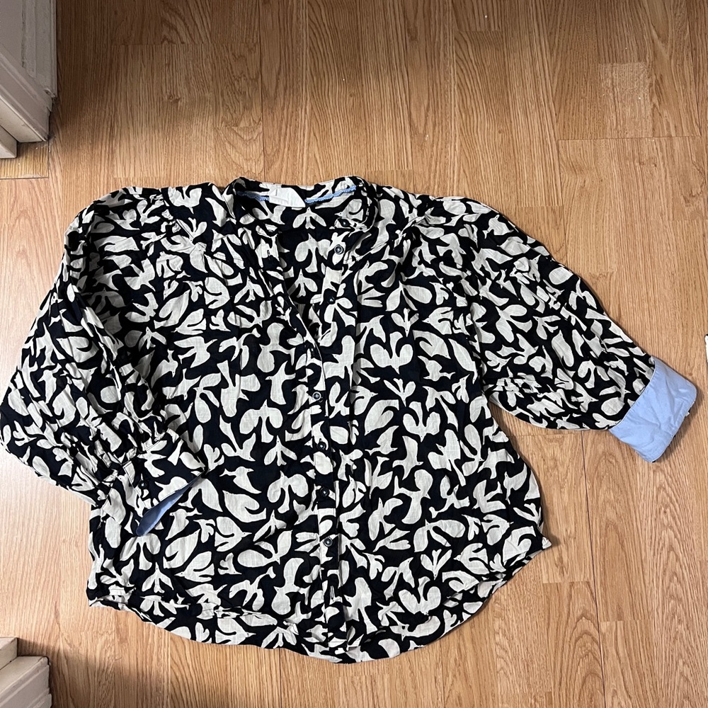 Cotton Floral Dove Print Blouse